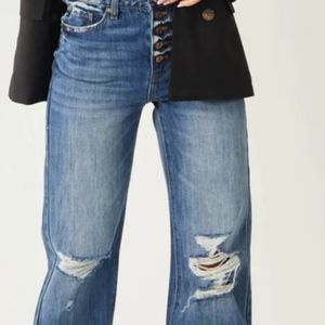 Kancan distressed wide leg jeans